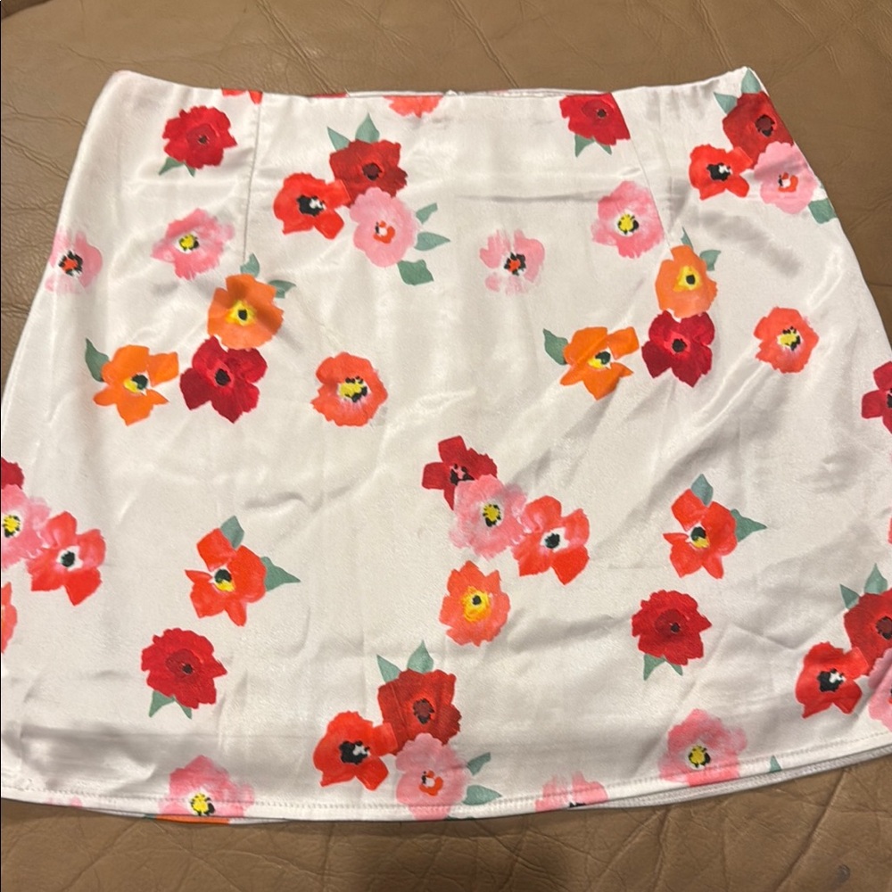Princess Polly A-Line Skirt with Red and Pink Floral Design